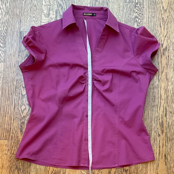 Fuchsia Rouched Button Down Top - Picture 10 of 12
